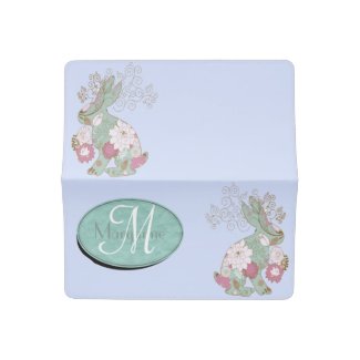 Teal Rabbit with Floral Overlay