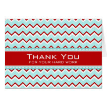 Teal Red Chevron Employee Anniversary Card