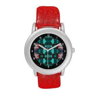 Teal Red Colorful Abstract Design Watch