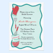 Teal & Red Kitchen Bridal Shower Invitation invitations