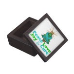 Teal Ribbon Christmas Peace Love, Joy & Cure Premium Jewelry Box
