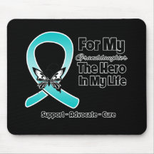 Teal Ribbon For My Hero My Granddaughter Mousepad