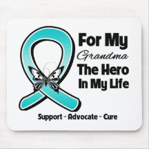 Teal Ribbon For My Hero My Grandma Mousepads
