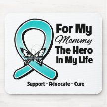 Teal Ribbon For My Hero My Mommy Mouse Pads
