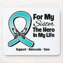 Teal Ribbon For My Hero My Sister Mousepad