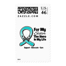 Teal Ribbon For My Hero My Sister Postage Stamp