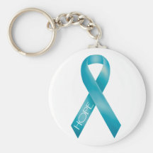 Teal Ribbon Keychain