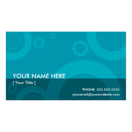 teal rings business card (front side)