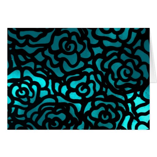 teal rose blank note card