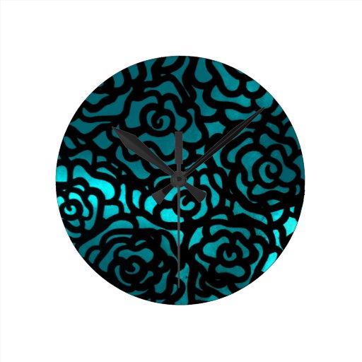 teal rose clock