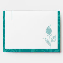 Teal Rose Graphic Wedding Envelope