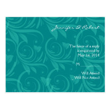 Teal Rose Graphic Wedding RSVP Postcard