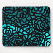teal rose mousepad