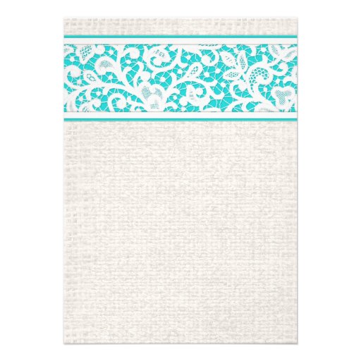 Teal Rustic Burlap Linen Bridal Shower Invitations