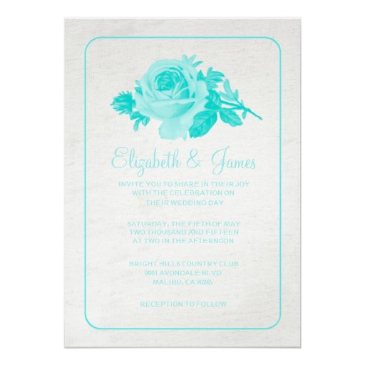 Teal Rustic Floral/Flower Wedding Invitations