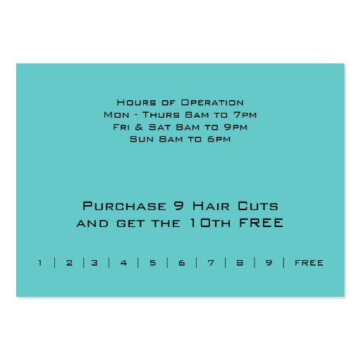 Teal Salon Business - Punch Cards Business Card Template (back side)