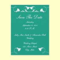 Teal Save The Date Postcard postcards
