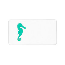 Teal Seahorse Labels