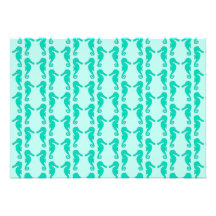 Teal Seahorse Pattern Custom Announcements
