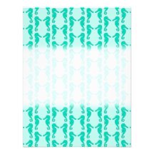 Teal Seahorse Pattern Custom Invitations