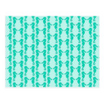 Teal Seahorse Pattern Postcard