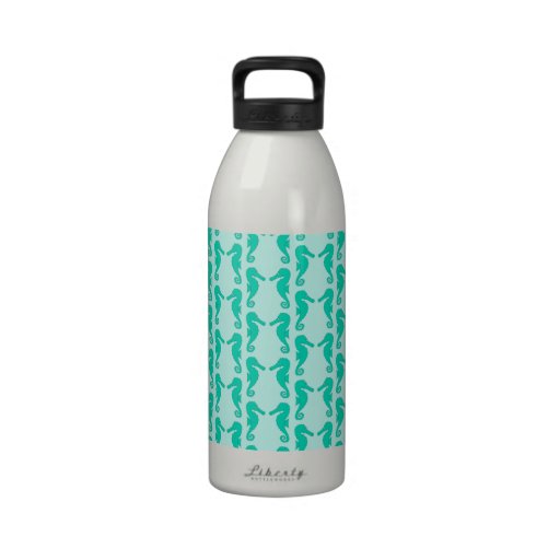 Teal Seahorse Pattern Water Bottles