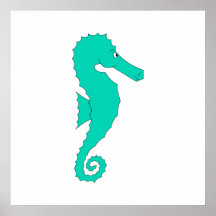 Teal Seahorse Poster