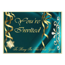 Teal Shimmering Soiree New Years Eve Invitation