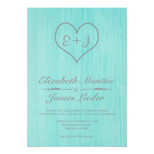 Teal & Silver Country Wedding Invitations