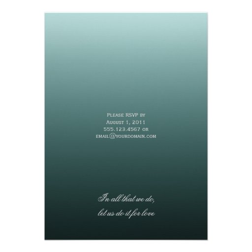 Teal Silver Ornate Swirls Post Wedding Invitation