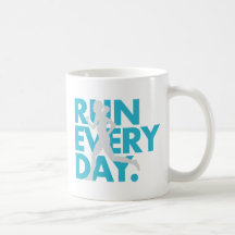 Teal/Silver "Run Every Day" Coffee Mugs