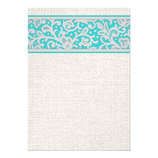 Teal Silver Rustic Burlap Bridal Shower Invitation