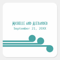 Teal Simple Deco Chic Wedding Stickers stickers