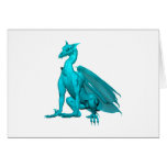 Teal Sitting Dragon Greeting Cards