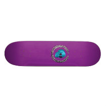 Teal Skull by Keren Richter skateboards