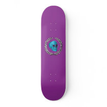 Teal Skull by Keren Richter skateboards