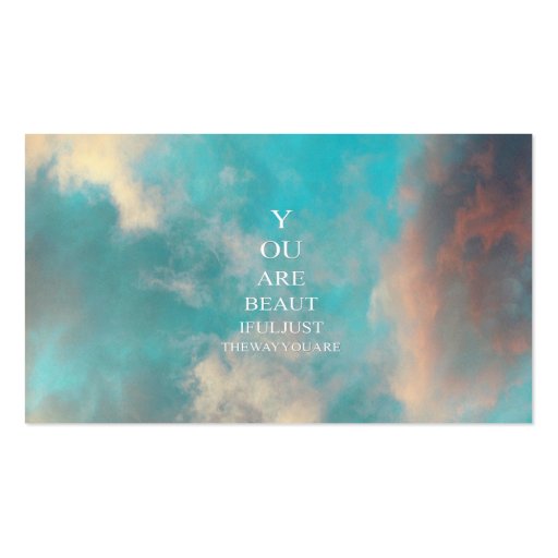 Teal Sky Blue Love Quote Business Card (front side)
