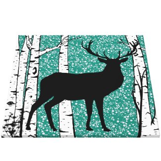 Teal Sky Buck in Birch Forest Wrapped Canvas Gallery Wrapped Canvas