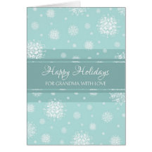 Teal Snow Grandma Happy Holidays Christmas Card