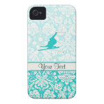Teal Snow Skiing iPhone 4 Cases