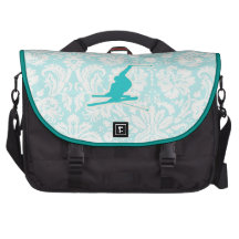 Teal Snow Skiing Laptop Commuter Bag
