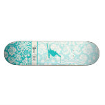 Teal Snow Skiing Skate Board Deck