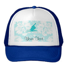 Teal Snow Skiing Trucker Hats