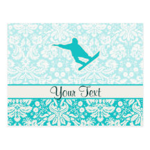 Teal Snowboarding Postcard