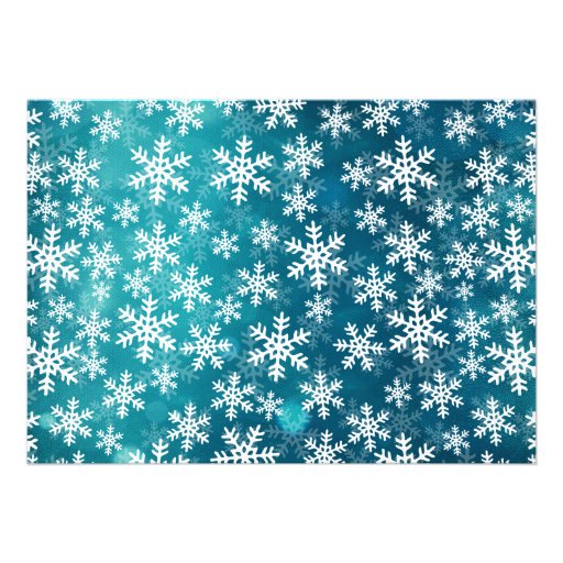 Teal Snowflakes Photo Sweet 16 Invitations