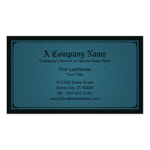 teal sophistications business cards (back side)