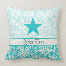 Teal Star Throw Pillow