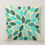 Teal Starburst Modern Flower Pattern Design Pillow