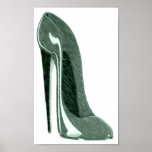Teal Stiletto Shoe Art Poster
