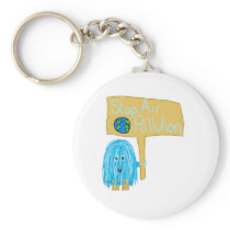 Teal stop air pollution keychain